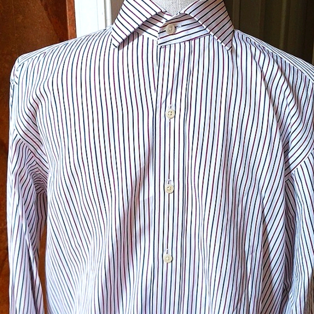 POLO Ralph Lauren Regent Classic Fit Size 15 1/2 Red/White/Black Stripes Shirt